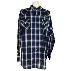 Ely Cattleman Men 3XT Plaid Tall Man Snap Up Western Shirt Cotton Blend Black